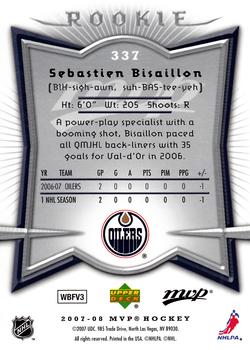2007-08 Upper Deck MVP #337 Sebastien Bisaillon Back