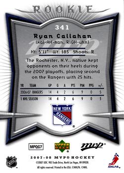 2007-08 Upper Deck MVP #341 Ryan Callahan Back