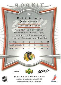 2007-08 Upper Deck MVP #355 Patrick Kane Back