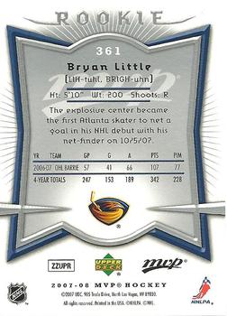 2007-08 Upper Deck MVP #361 Bryan Little Back