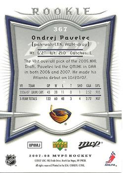 2007-08 Upper Deck MVP #367 Ondrej Pavelec Back
