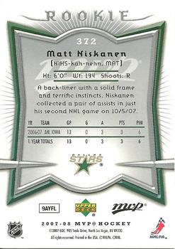 2007-08 Upper Deck MVP #372 Matt Niskanen Back