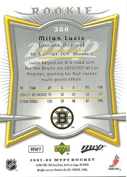 2007-08 Upper Deck MVP #380 Milan Lucic Back