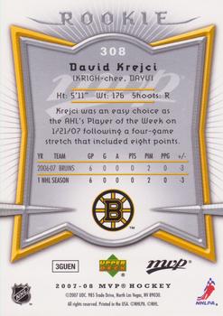 2007-08 Upper Deck MVP #308 David Krejci Back