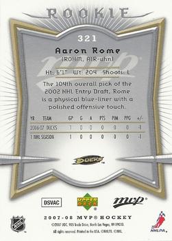 2007-08 Upper Deck MVP #321 Aaron Rome Back