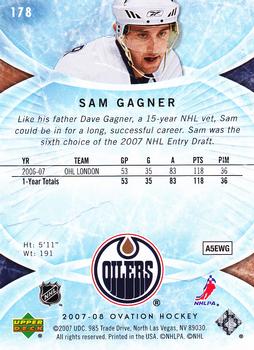 2007-08 Upper Deck Ovation #178 Sam Gagner Back