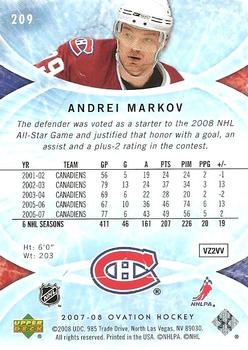 2007-08 Upper Deck Ovation #209 Andrei Markov Back