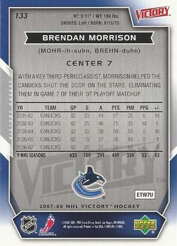 2007-08 Upper Deck Victory #133 Brendan Morrison Back
