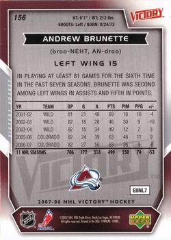 2007-08 Upper Deck Victory #156 Andrew Brunette Back