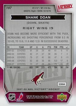 2007-08 Upper Deck Victory #197 Shane Doan Back