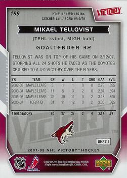 2007-08 Upper Deck Victory #199 Mikael Tellqvist Back