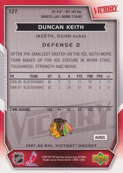 2007-08 Upper Deck Victory #121 Duncan Keith Back