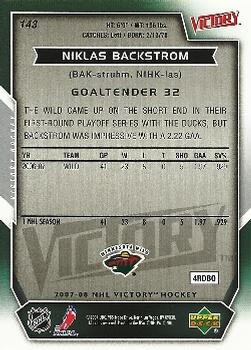 2007-08 Upper Deck Victory #143 Niklas Backstrom Back