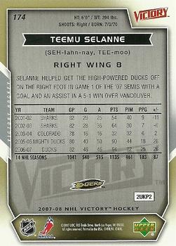 2007-08 Upper Deck Victory #174 Teemu Selanne Back