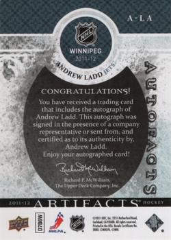 2011-12 Upper Deck Artifacts - Autofacts #A-LA Andrew Ladd Back