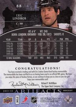 2011-12 Upper Deck Artifacts - Emerald #88 Eric Lindros Back