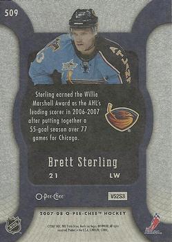 2007-08 O-Pee-Chee #509 Brett Sterling Back