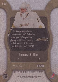 2007-08 O-Pee-Chee #505 Jonas Hiller Back