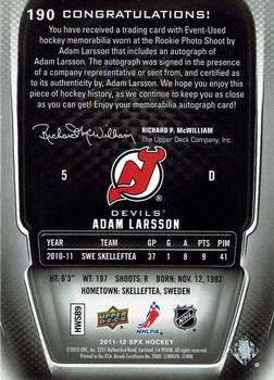 2011-12 SPx #190 Adam Larsson Back