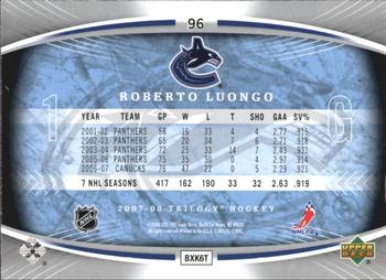 2007-08 Upper Deck Trilogy #96 Roberto Luongo Back