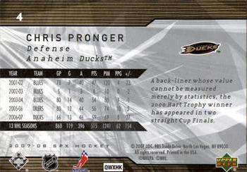 2007-08 SPx #4 Chris Pronger Back