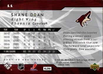 2007-08 SPx #11 Shane Doan Back