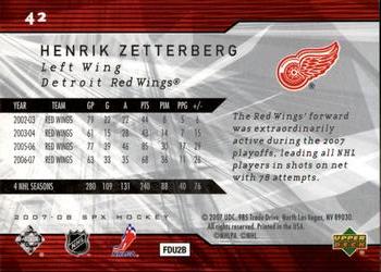 2007-08 SPx #42 Henrik Zetterberg Back