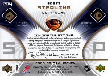 2007-08 SPx #204 Brett Sterling Back