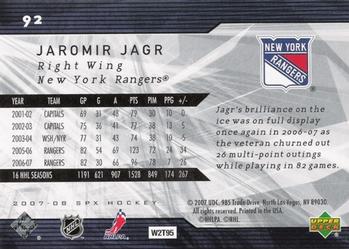 2007-08 SPx #92 Jaromir Jagr Back