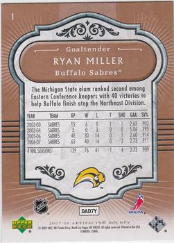 2007-08 Upper Deck Artifacts #1 Ryan Miller Back