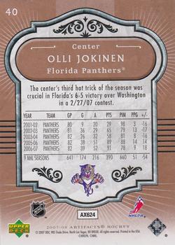 2007-08 Upper Deck Artifacts #40 Olli Jokinen Back