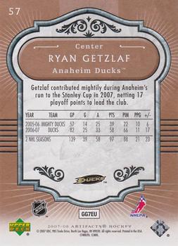 2007-08 Upper Deck Artifacts #57 Ryan Getzlaf Back