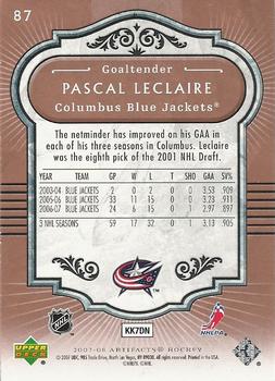 2007-08 Upper Deck Artifacts #87 Pascal Leclaire Back