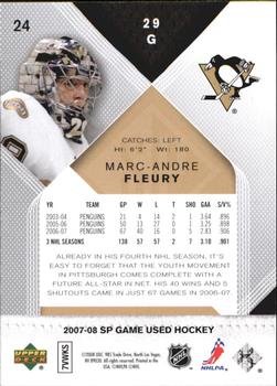 2007-08 SP Game Used #24 Marc-Andre Fleury Back