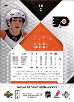 2007-08 SP Game Used #29 Daniel Briere Back