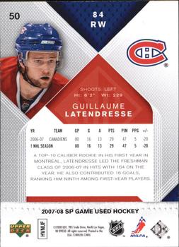 2007-08 SP Game Used #50 Guillaume Latendresse Back