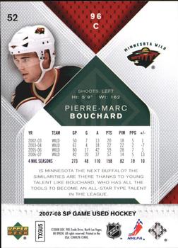 2007-08 SP Game Used #52 Pierre-Marc Bouchard Back