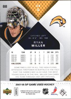 2007-08 SP Game Used #88 Ryan Miller Back