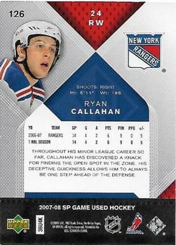 2007-08 SP Game Used #126 Ryan Callahan Back