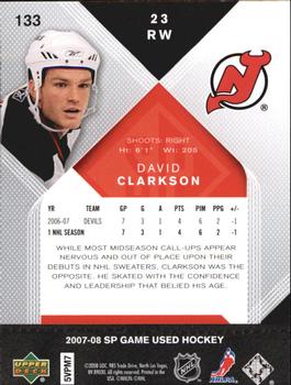 2007-08 SP Game Used #133 David Clarkson Back