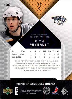 2007-08 SP Game Used #136 Rich Peverley Back