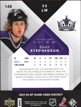 2007-08 SP Game Used #146 Shay Stephenson Back