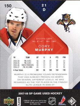 2007-08 SP Game Used #150 Cory Murphy Back