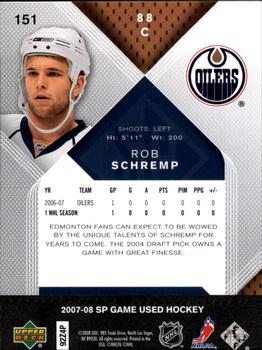 2007-08 SP Game Used #151 Rob Schremp Back