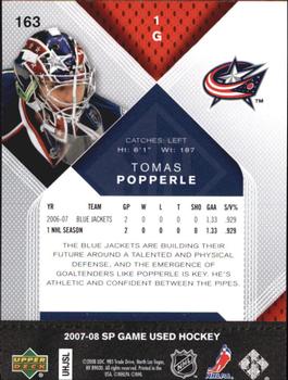 2007-08 SP Game Used #163 Tomas Popperle Back