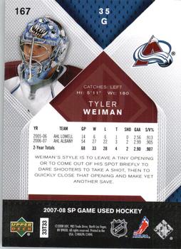 2007-08 SP Game Used #167 Tyler Weiman Back