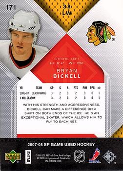 2007-08 SP Game Used #171 Bryan Bickell Back