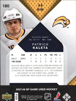 2007-08 SP Game Used #180 Patrick Kaleta Back