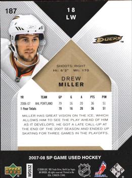 2007-08 SP Game Used #187 Drew Miller Back