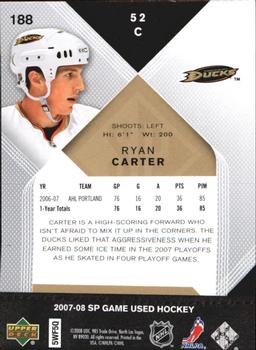2007-08 SP Game Used #188 Ryan Carter Back